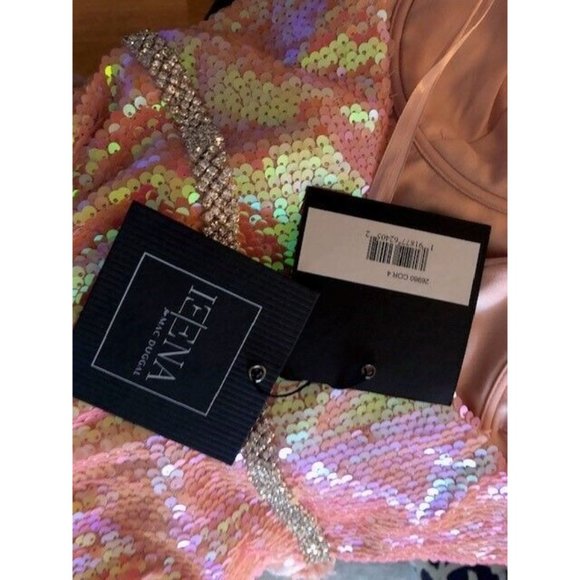 NWT $398 IEENA FOR MAC DUGGAL STRAPLESS PINK SEQUIN GOWN STYLE 26980 SIZE 4 - Picture 7 of 7